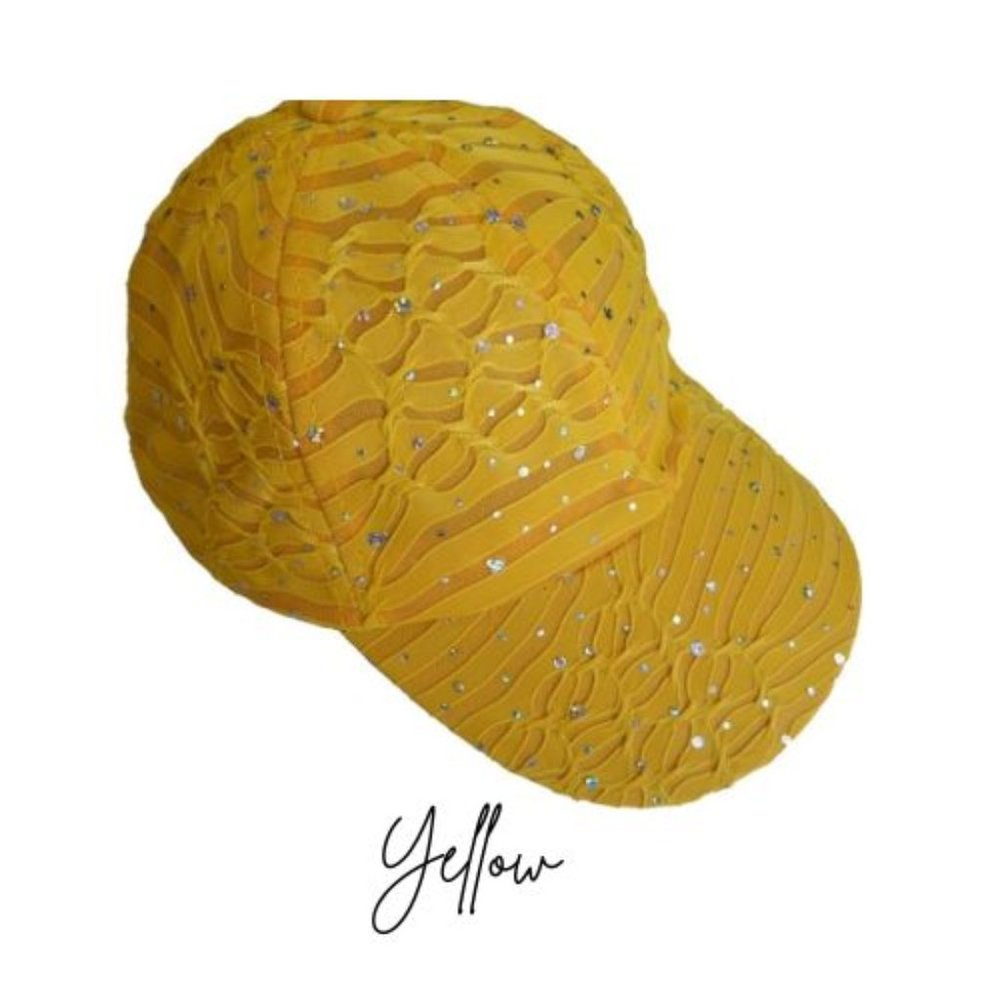 Fun Yellow Sparkly Ladies Sun Cap - Vintage Fashion by Hats Etc.